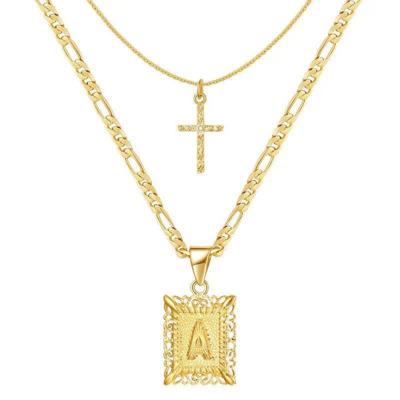 Set Collana Croce con Iniziale