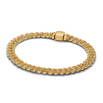 Bracciale Cubana con Pavé | Oro