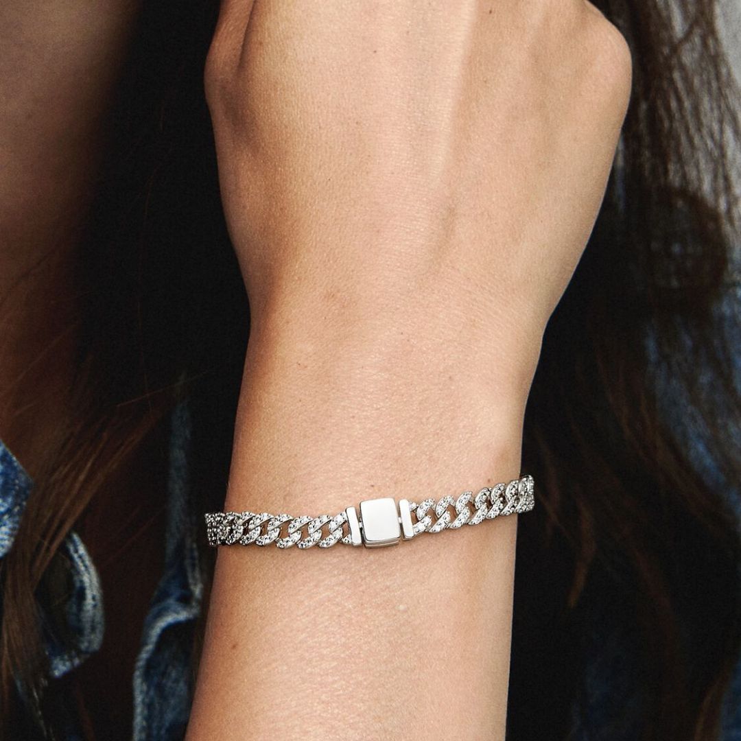 Bracciale Cubana con Pavé | Oro