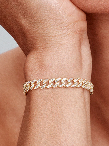 Bracciale Cubana con Pavé | Oro