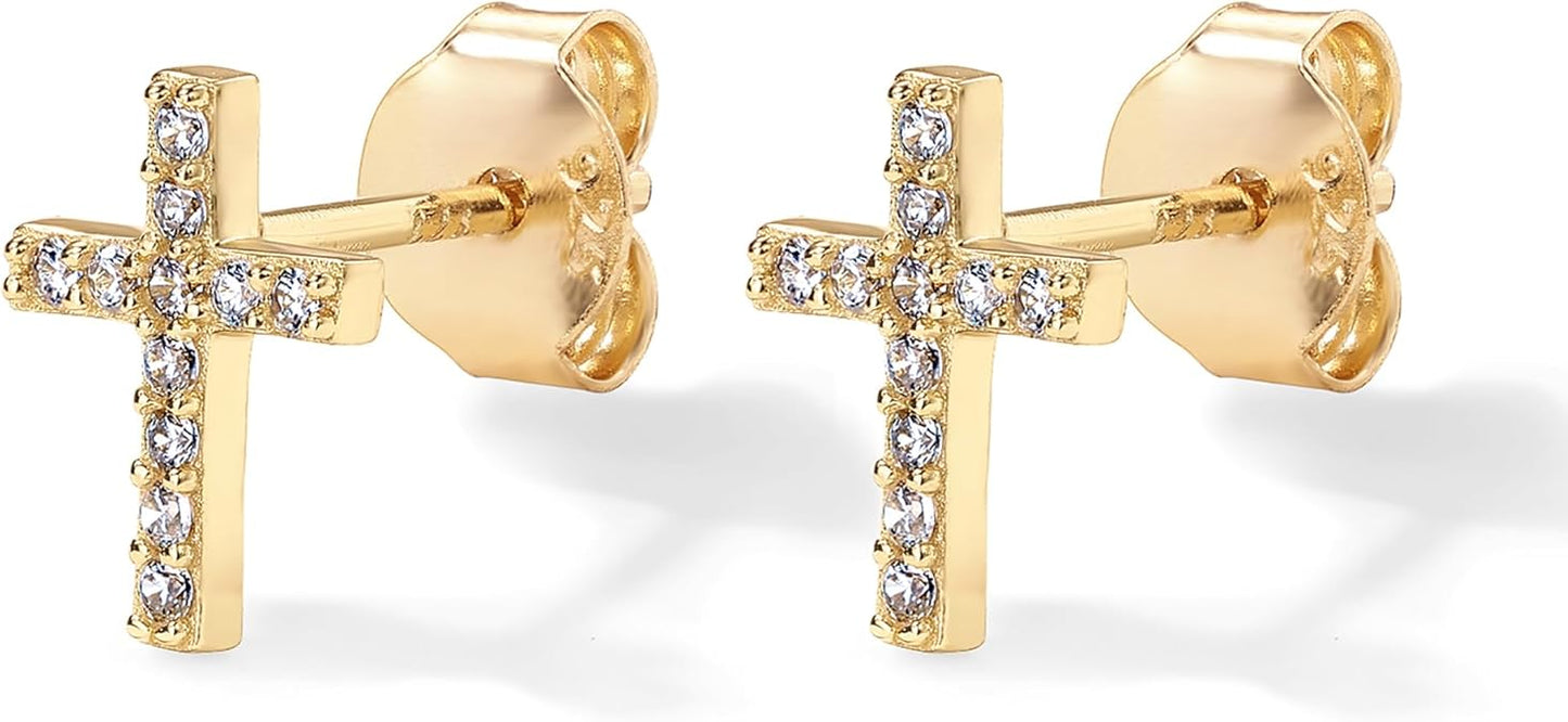 Orecchini Croce Pavé | Oro