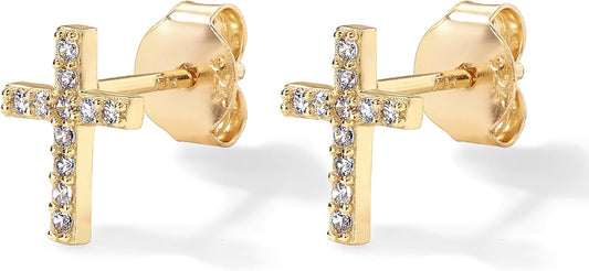 Orecchini Croce Pavé | Oro