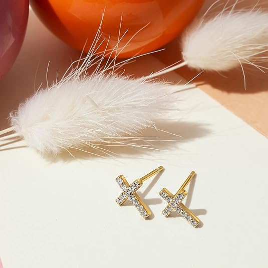 Orecchini Croce Pavé | Oro