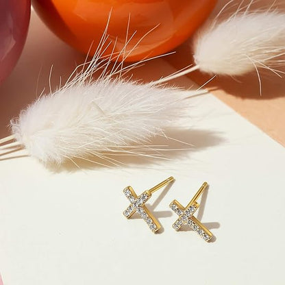 Orecchini Croce Pavé | Oro