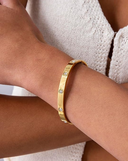 Bracciale Rigido con Cristalli Luminosi | Oro