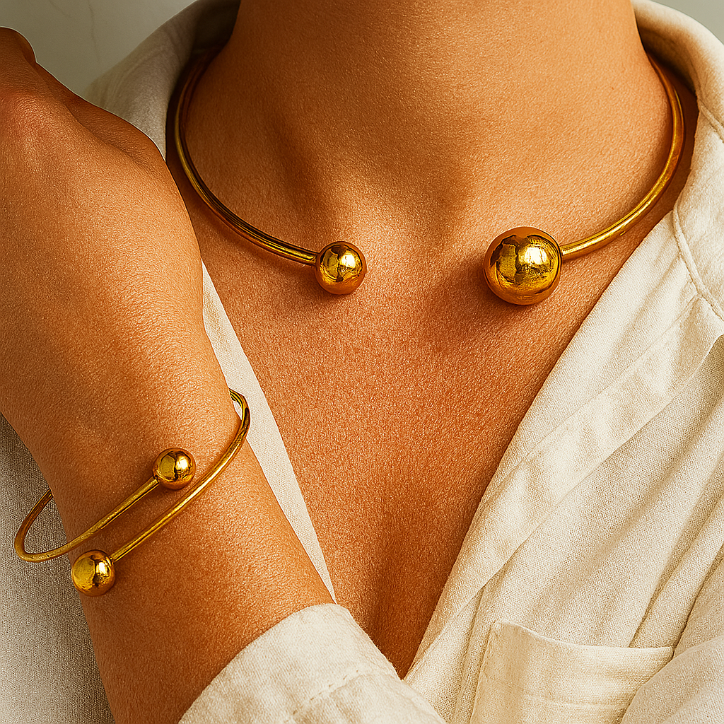 Set Collana e Bracciale con Sfere