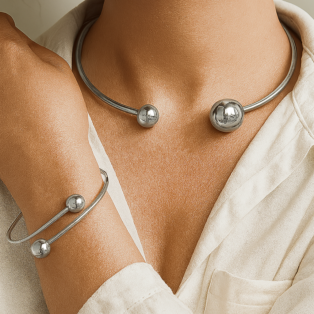 Set Collana e Bracciale con Sfere | Oro