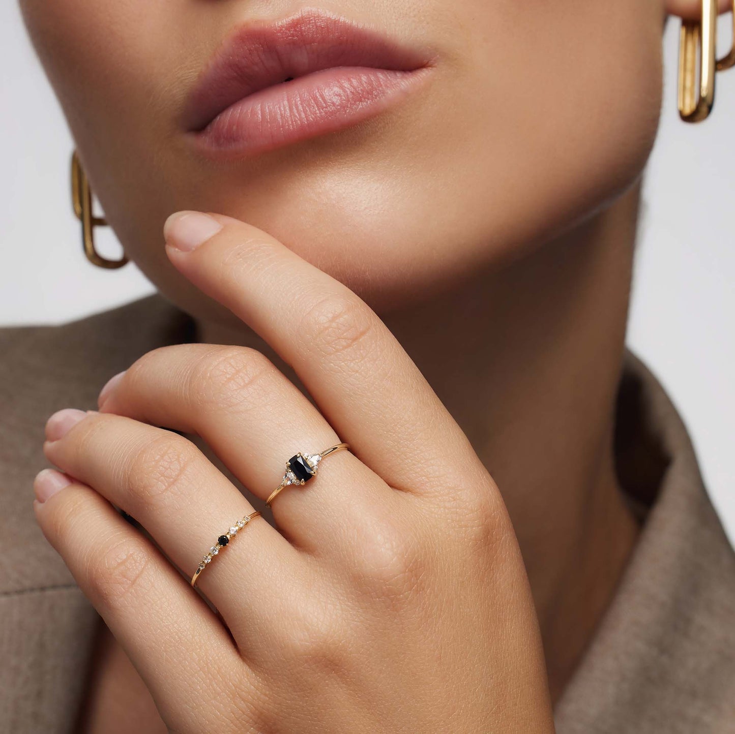 Anello Baguette Spinello Nero | Oro