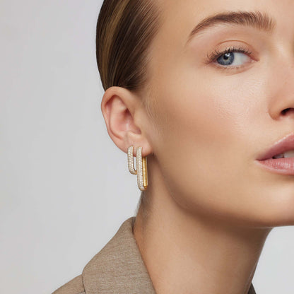 Orecchini a Cerchio Icona Diamante | Oro