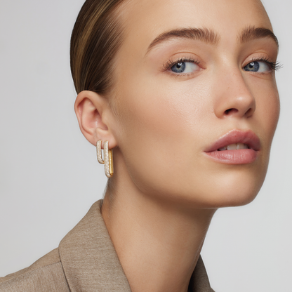 Orecchini a Cerchio Icona Diamante | Oro