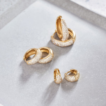 Orecchini Huggie Pavé Diamante | Oro