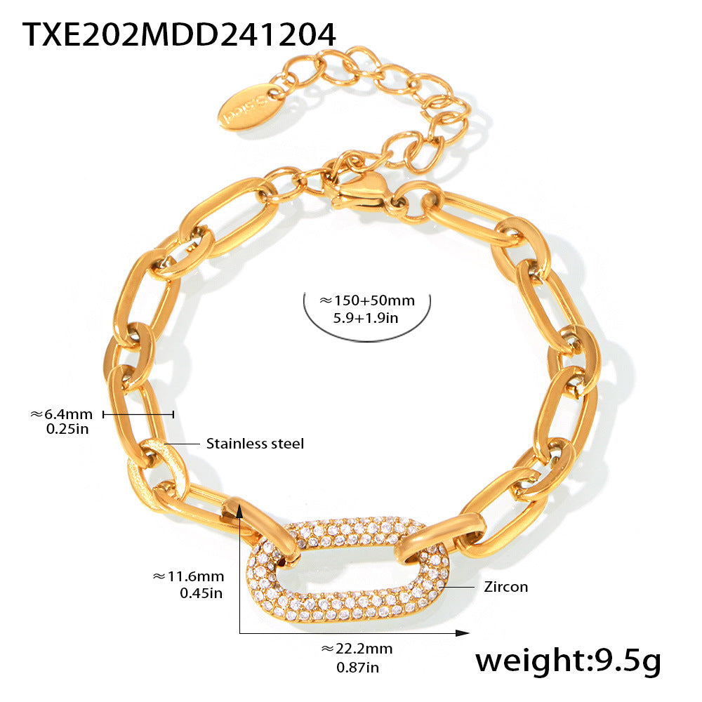 Set di Gioielli Catena a Maglie Pavé | Oro