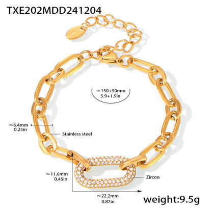 Set di Gioielli Catena a Maglie Pavé | Oro