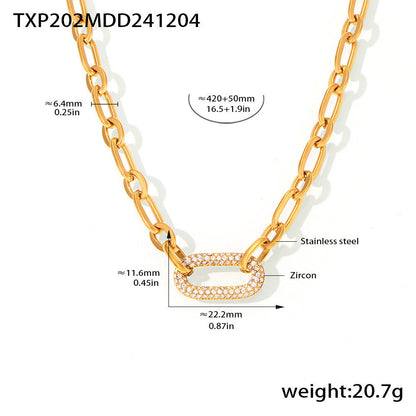 Set di Gioielli Catena a Maglie Pavé | Oro