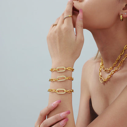 Set di Gioielli Catena a Maglie Pavé | Oro