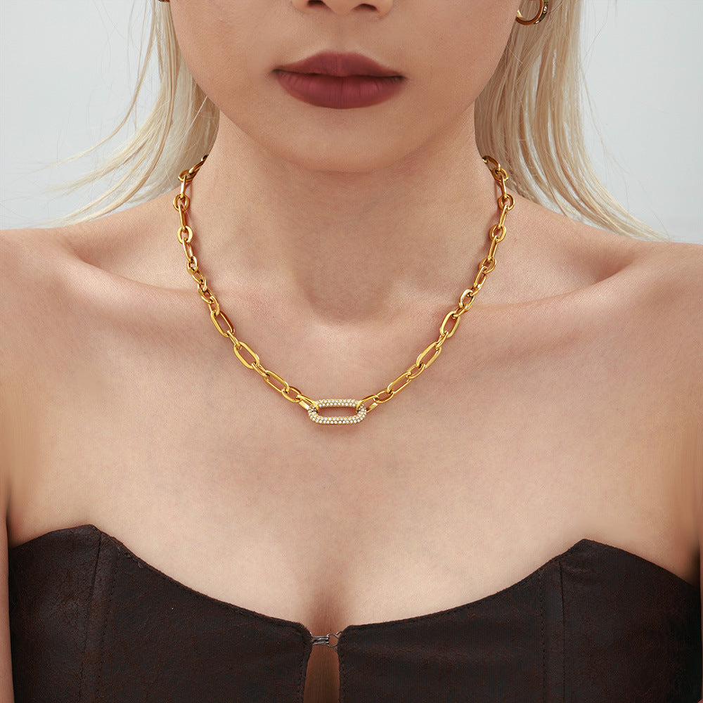 Set di Gioielli Catena a Maglie Pavé | Oro