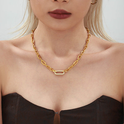 Set di Gioielli Catena a Maglie Pavé | Oro
