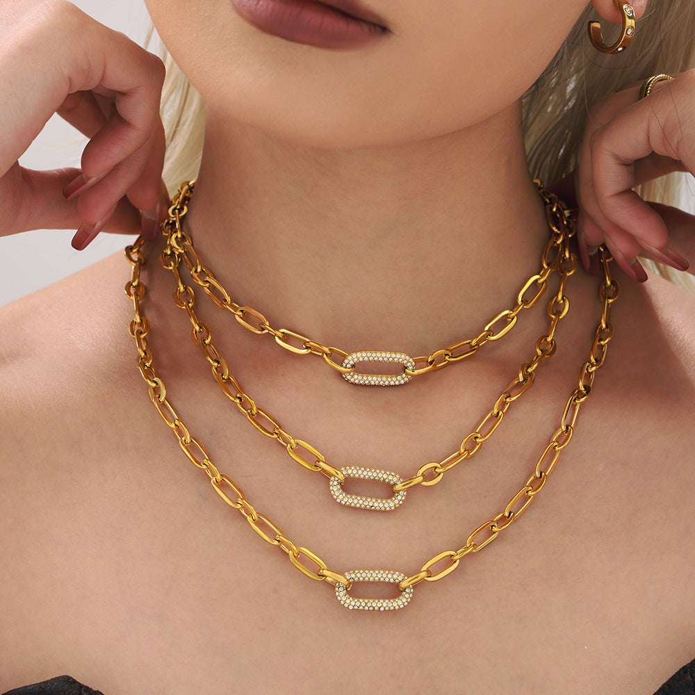 Set di Gioielli Catena a Maglie Pavé | Oro