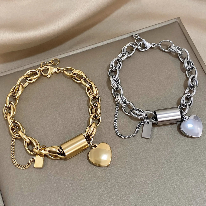 Bracciale Spesso con Cuore | Oro