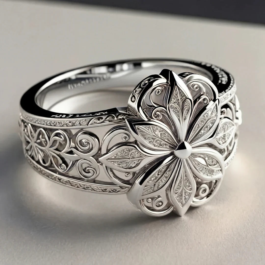 Anello Floreale in Oro con Zirconi