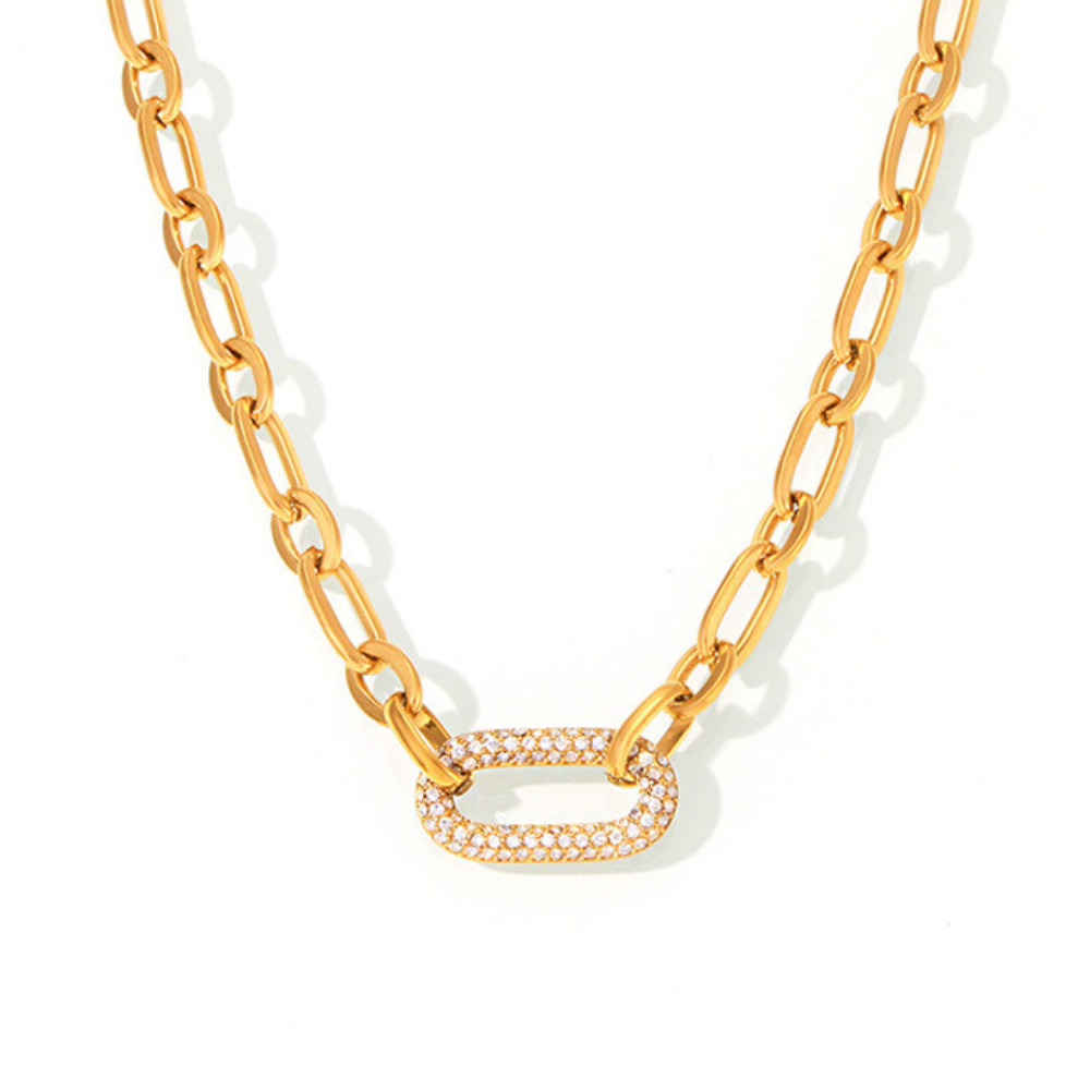Set di Gioielli Catena a Maglie Pavé | Oro