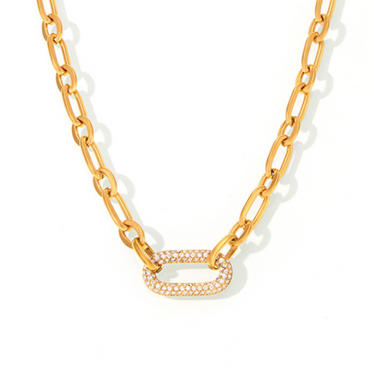 Set di Gioielli Catena a Maglie Pavé | Oro