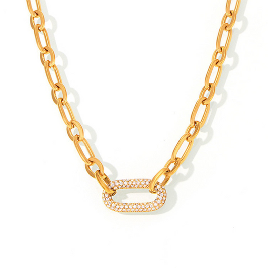 Set di Gioielli Catena a Maglie Pavé | Oro