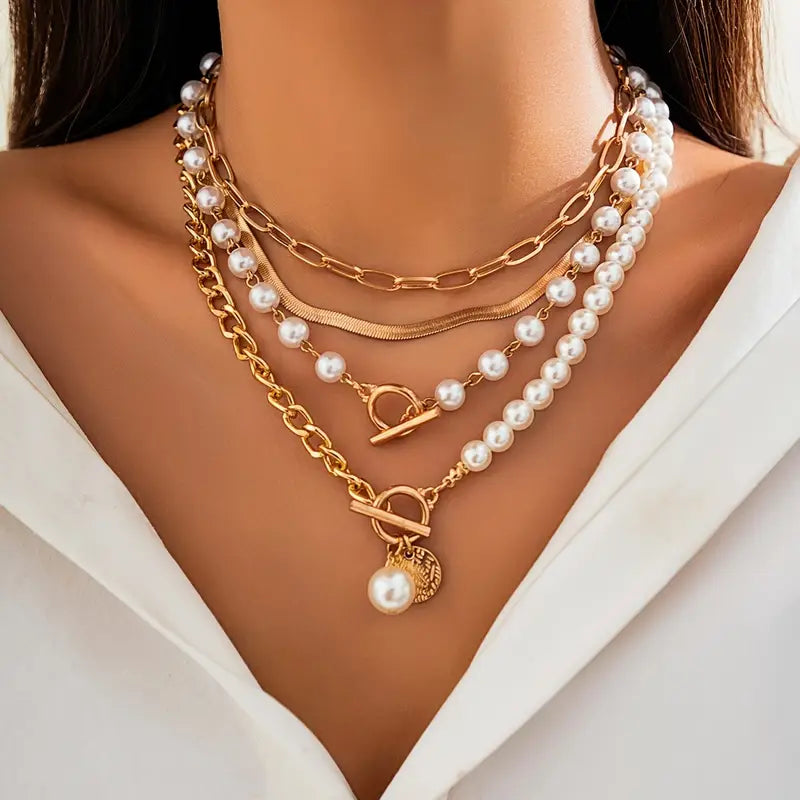 Set Collana Perla & Catena Serpente Vintage