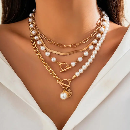 Set Collana Perla & Catena Serpente Vintage