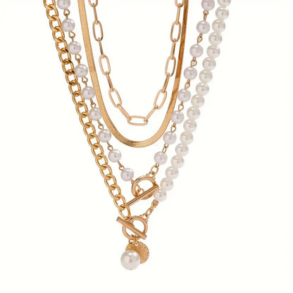 Set Collana Perla & Catena Serpente Vintage | Oro
