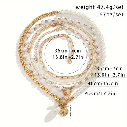Set Collana Perla & Catena Serpente Vintage | Oro